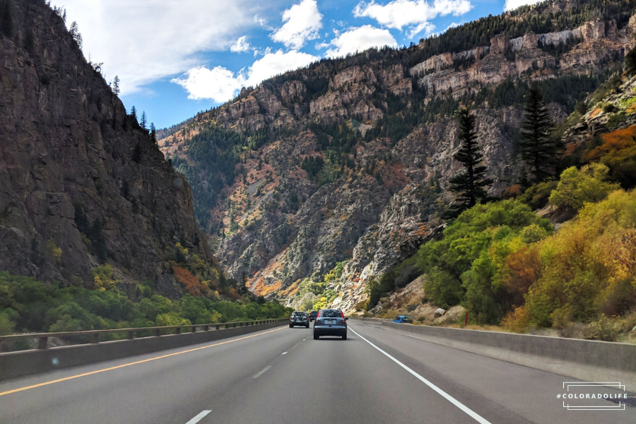 driving through glendwood canyon colorado