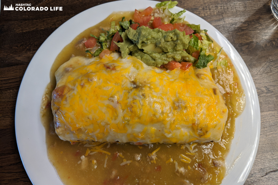 green chili covered burrito colorado food