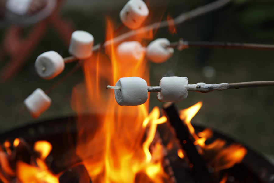 cooking smores camping