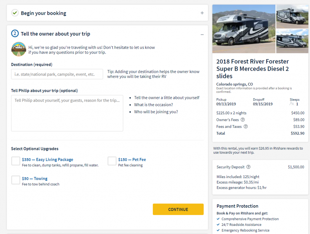 RVshare - about your trip