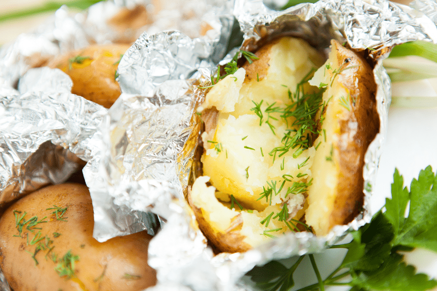 campfire baked potato foil