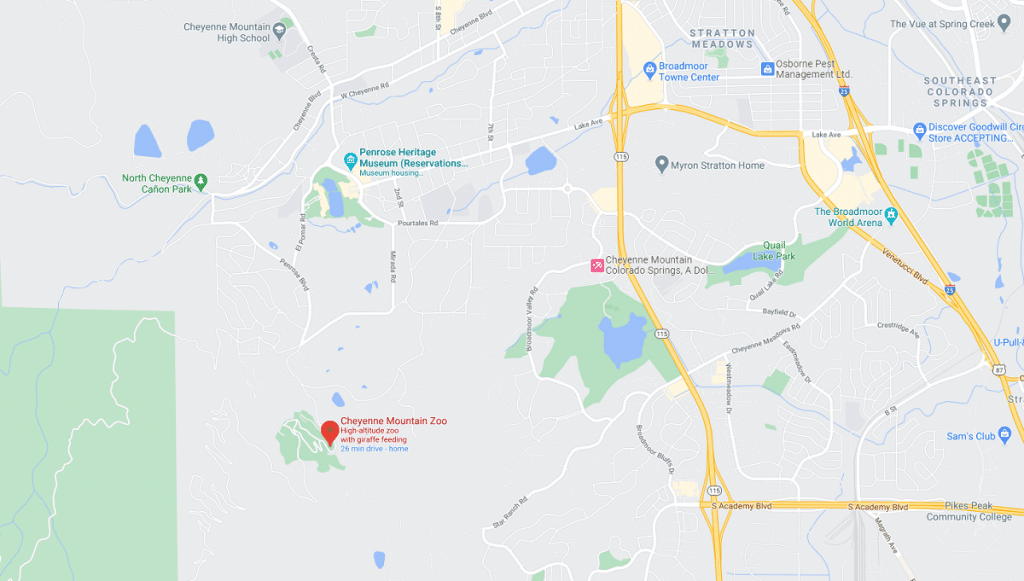 Cheyenne Mountain Zoo location map
