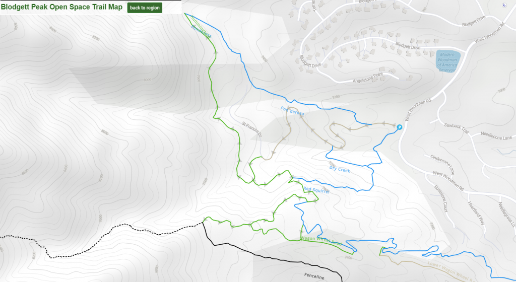 blodgett peak open space trail map