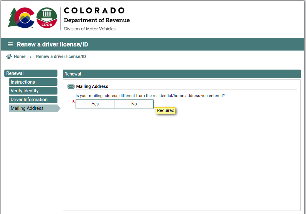 colorado dmv - confirm address