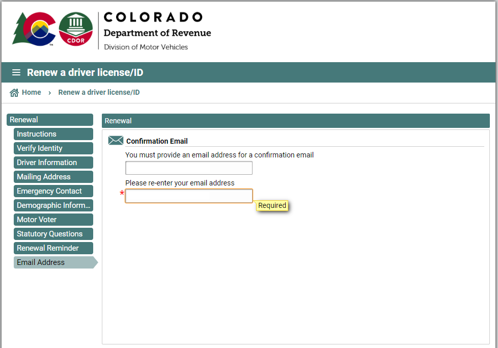 colorado dmv - email