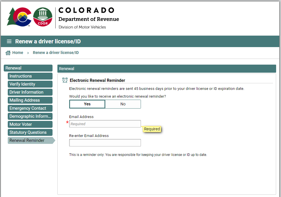 colorado dmv - renewal