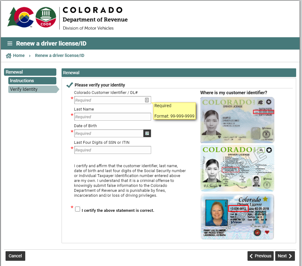 colorado dmv - verify your identity