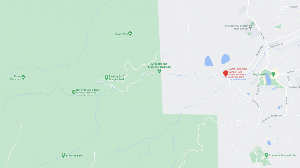 North Cheyenne Cañon Park map