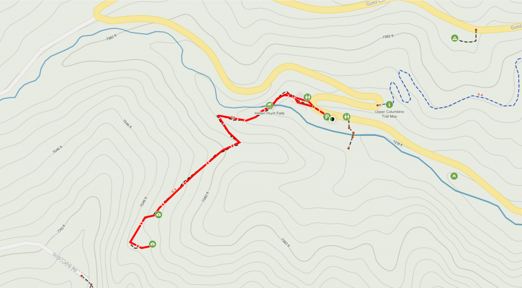 helen hunt falls map and silver cascade falls trail