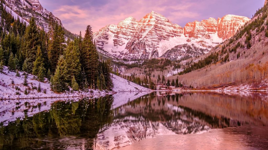 maroon bells at sunset